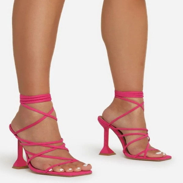Women'S Fashion Square Toe Open Toe Stiletto High Heel Strap Sandals