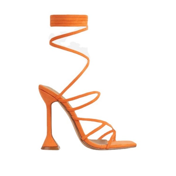 Women'S Fashion Square Toe Open Toe Stiletto High Heel Strap Sandals
